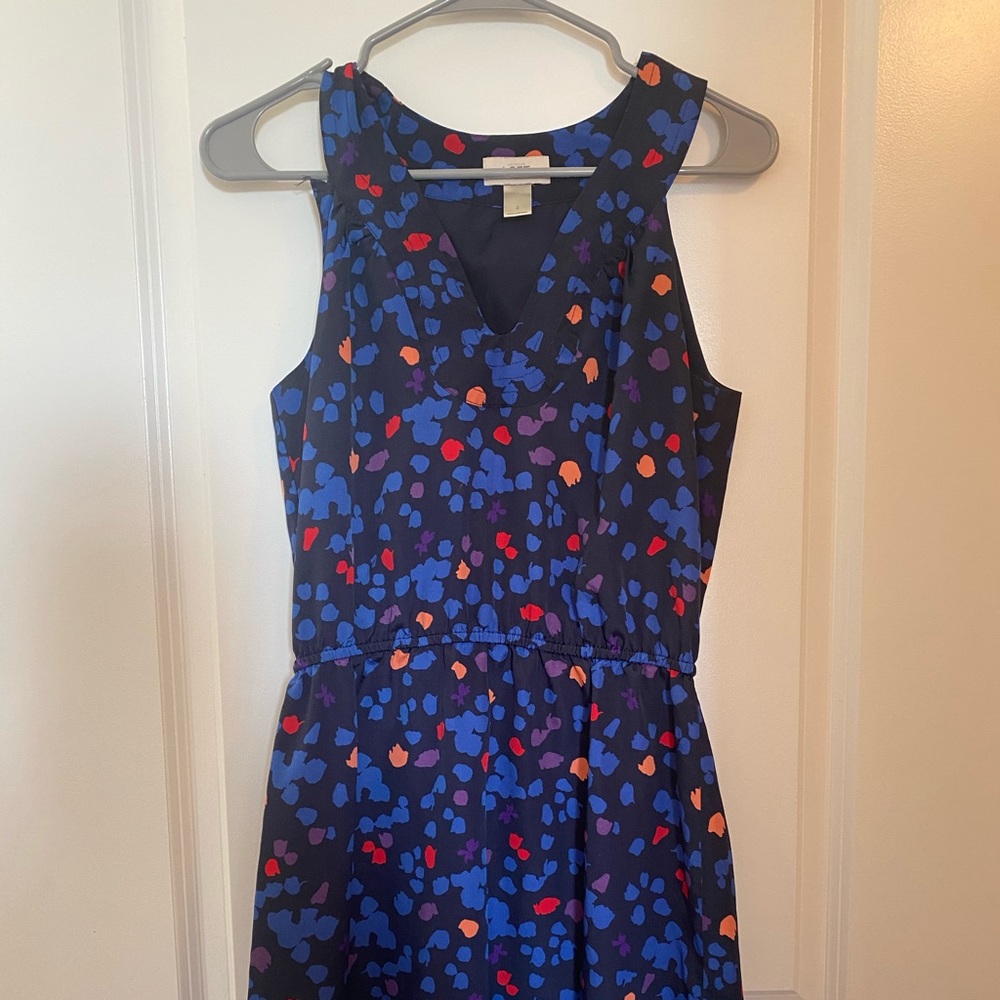 Loft size 2 dress navy with colored spots